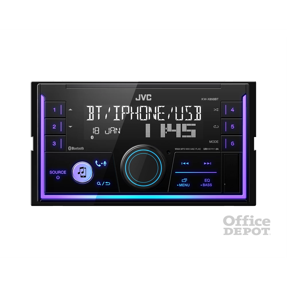JVC KW-X850BT 2DIN Bluetooth/USB/AUX mechanika nélküli autóhifi fejegység