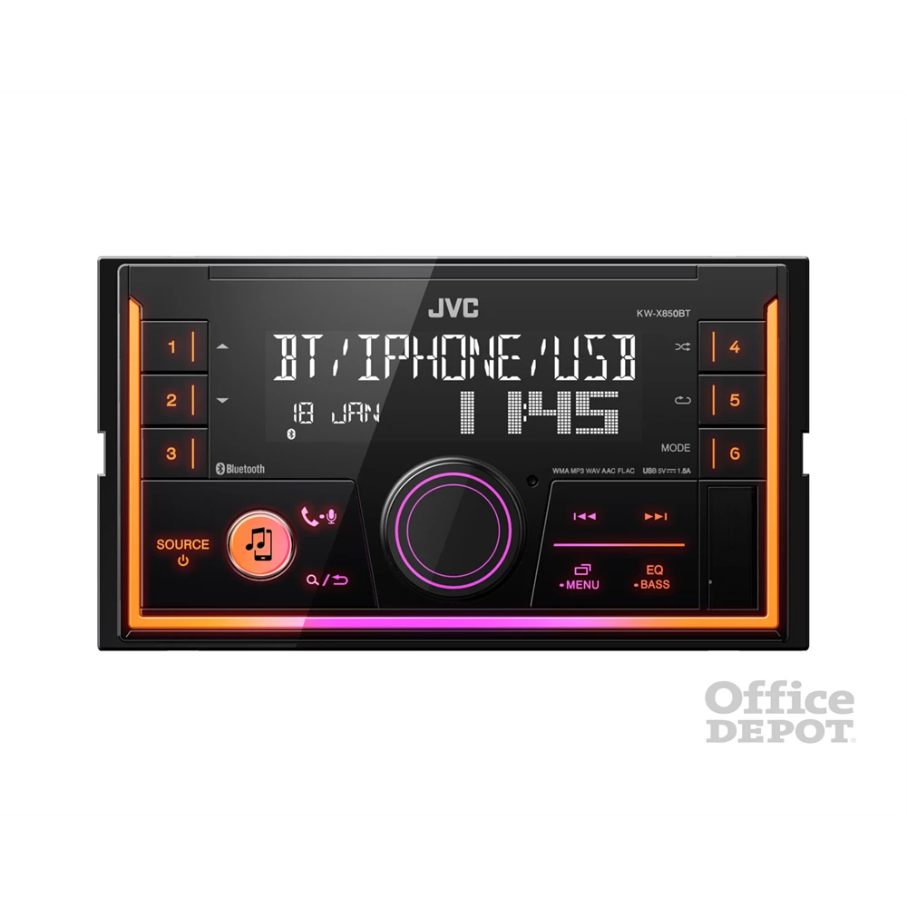 JVC KW-X850BT 2DIN Bluetooth/USB/AUX mechanika nélküli autóhifi fejegység