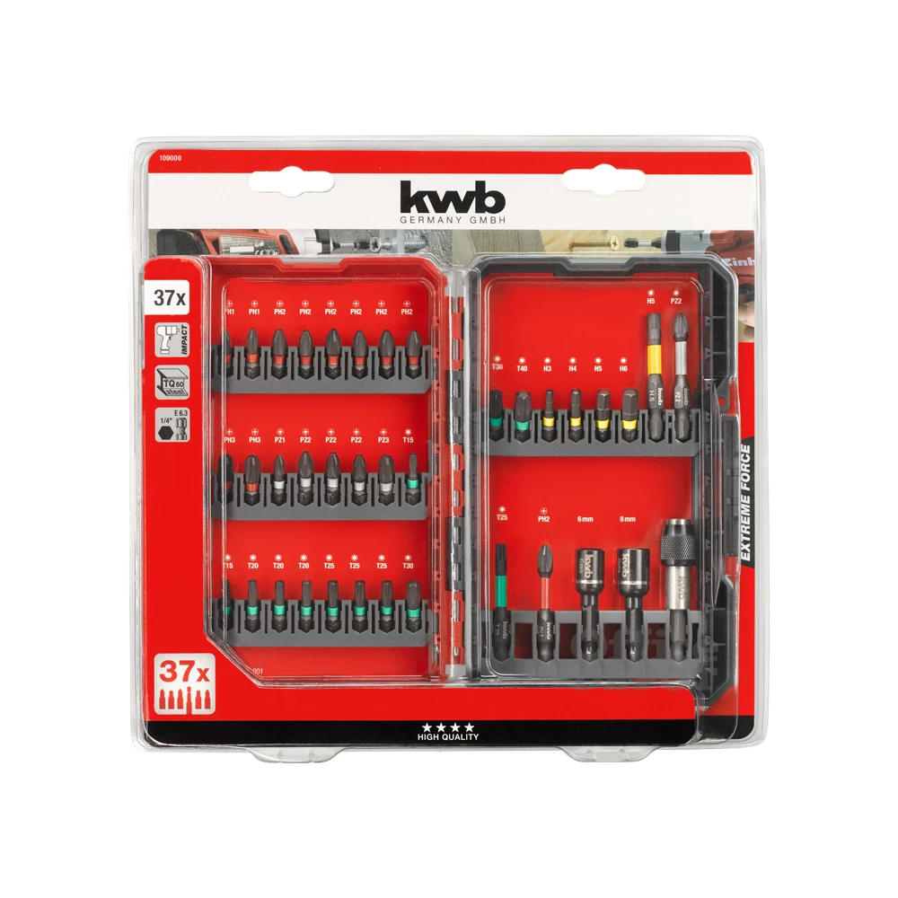 KWB 49109000 PROFI IMPACT torziós 37 db-os bit készlet