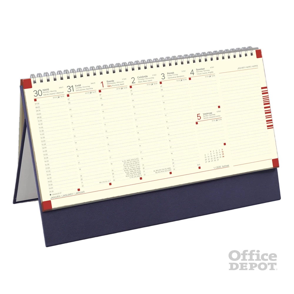 Kalendart 2026 C051 jegyzettömbös kék sárga papíros álló asztali naptár