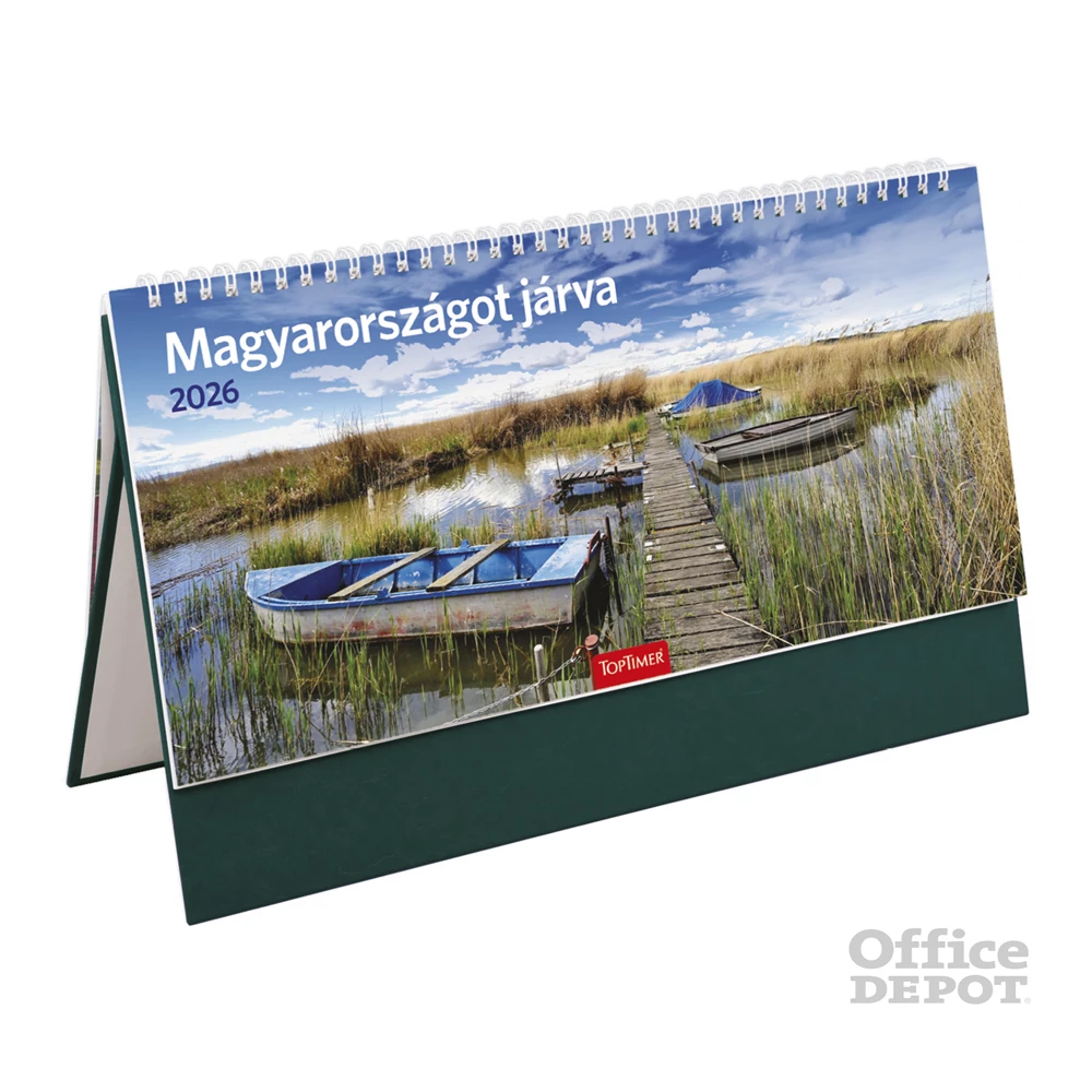 Kalendart 2026 T056 Magyarországot járva álló zöld asztali naptár