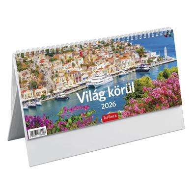 Kalendart 2026 T063 Világ körül álló papír asztali naptár