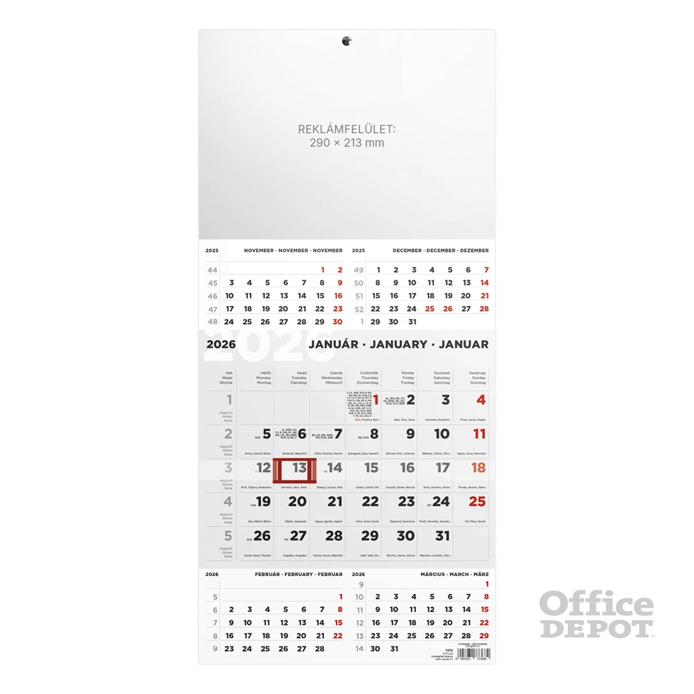 Kalendart 2026 T076 5 havi fej nélkül speditőr naptár