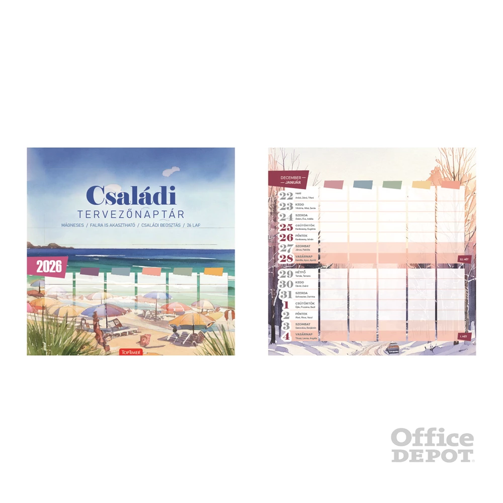 Kalendart 2026 T090 Családi tervező mágneses falinaptár