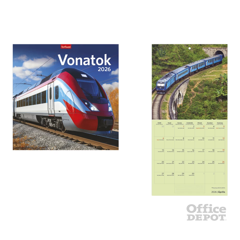 Kalendart 2026 T098 Vonatok falinaptár