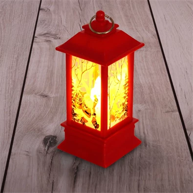 Karácsonyi Mikulás mintás 13x5,3x5,3cm LED-es piros lámpás