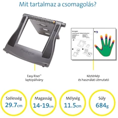 Kensington SmartFit® Easy Riser™ állítható magasságú notebook állvány, szürke Kensington SmartFit® Easy Riser™ állítható magasságú notebook állvány, szürke