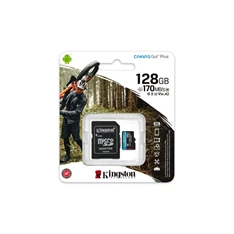 Kingston 128GB SD micro Canvas Go! Plus (SDXC Class 10 UHS-I U3) (SDCG3/128GB) memóriakártya adapterrel Kingston 128GB SD micro Canvas Go! Plus (SDXC Class 10 UHS-I U3) (SDCG3/128GB) memóriakártya adapterrel