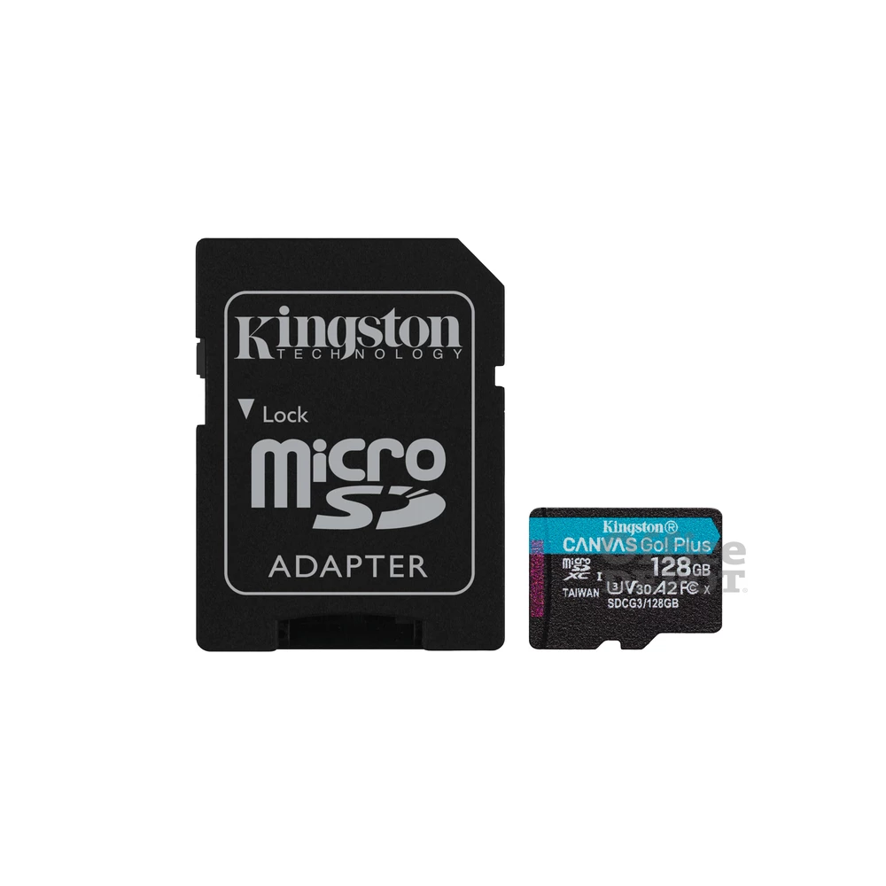 Kingston 128GB SD micro Canvas Go! Plus (SDXC Class 10 UHS-I U3) (SDCG3/128GB) memóriakártya adapterrel