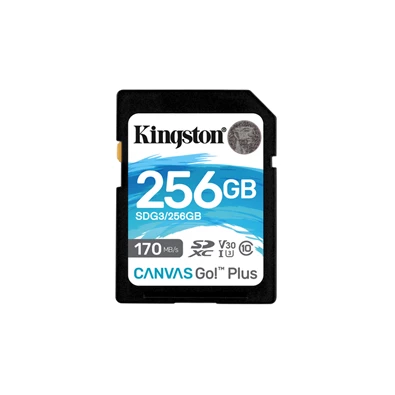 Kingston 256GB SD Canvas Go Plus (SDXC Class 10 UHS-I U3) (SDG3/256GB) memóriakártya Kingston 256GB SD Canvas Go Plus (SDXC Class 10 UHS-I U3) (SDG3/256GB) memóriakártya