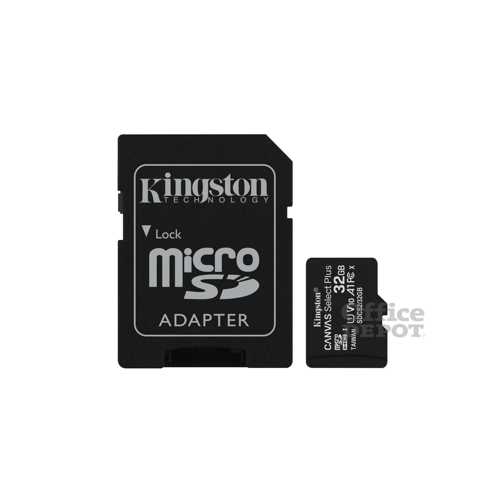 Kingston 32GB SD micro Canvas Select Plus (SDHC Class 10 A1) (SDCS2/32GB) memóriakártya adapterrel