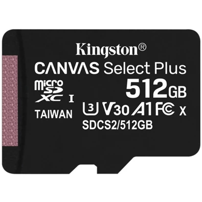 Kingston 512GB SD micro Canvas Select Plus (SDXC Class 10 A1) (SDCS2/512GBSP) memóriakártya Kingston 512GB SD micro Canvas Select Plus (SDXC Class 10 A1) (SDCS2/512GBSP) memóriakártya