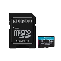 Kingston 64GB SD micro Canvas Go! Plus (SDXC Class 10 UHS-I U3) (SDCG3/64GB) memóriakártya adapterrel Kingston 64GB SD micro Canvas Go! Plus (SDXC Class 10 UHS-I U3) (SDCG3/64GB) memóriakártya adapterrel
