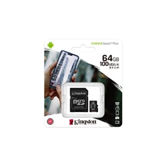 Kingston 64GB SD micro Canvas Select Plus (SDXC Class 10 A1) (SDCS2/64GB) memóriakártya adapterrel Kingston 64GB SD micro Canvas Select Plus (SDXC Class 10 A1) (SDCS2/64GB) memóriakártya adapterrel