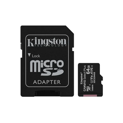 Kingston 64GB SD micro Canvas Select Plus (SDXC Class 10 A1) (SDCS2/64GB) memóriakártya adapterrel Kingston 64GB SD micro Canvas Select Plus (SDXC Class 10 A1) (SDCS2/64GB) memóriakártya adapterrel