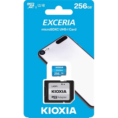 Kioxia 256GB SD micro (SDXC Class 10 UHS-I U1) Exceria (LMEX1L256GG2) memóriakártya adapterrel Kioxia 256GB SD micro (SDXC Class 10 UHS-I U1) Exceria (LMEX1L256GG2) memóriakártya adapterrel