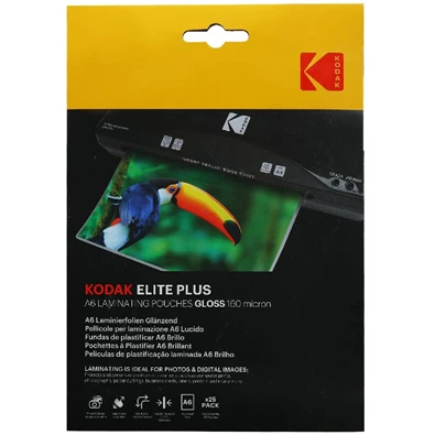 Kodak A6, 160 micron, fényes, 25 db/csomag lamináló fólia Kodak A6, 160 micron, fényes, 25 db/csomag lamináló fólia