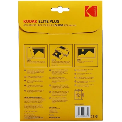 Kodak A6, 160 micron, fényes, 25 db/csomag lamináló fólia Kodak A6, 160 micron, fényes, 25 db/csomag lamináló fólia