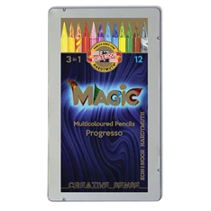 Koh-I-Noor 8772 Progresso Magic henger alakú 12db-os színes ceruza készlet Koh-I-Noor 8772 Progresso Magic henger alakú 12db-os színes ceruza készlet