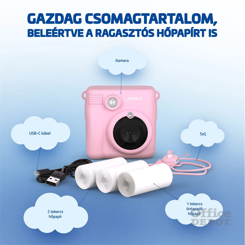 LAMAX InstaKid1 Pink Instant hőpapíros fényképezőgép