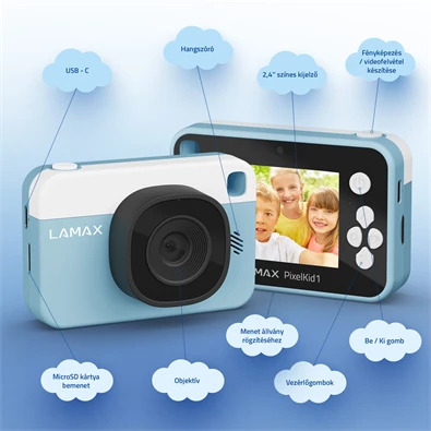 LAMAX PixelKid1 Blue Full HD 8MP kék gyerek fényképezőgép és kamera LAMAX PixelKid1 Blue Full HD 8MP kék gyerek fényképezőgép és kamera
