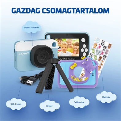 LAMAX PixelKid1 Blue Full HD 8MP kék gyerek fényképezőgép és kamera LAMAX PixelKid1 Blue Full HD 8MP kék gyerek fényképezőgép és kamera