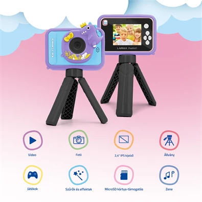 LAMAX PixelKid1 Pink Full HD 8MP rózsazsín gyerek fényképezőgép és kamera LAMAX PixelKid1 Pink Full HD 8MP rózsazsín gyerek fényképezőgép és kamera