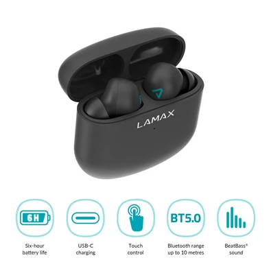 LAMAX Trims1 TWS bluetooth fekete fülhallgató LAMAX Trims1 TWS bluetooth fekete fülhallgató