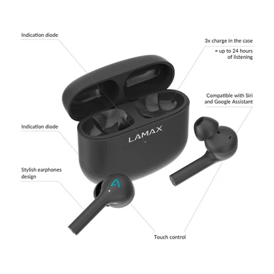 LAMAX Trims1 TWS bluetooth fekete fülhallgató LAMAX Trims1 TWS bluetooth fekete fülhallgató