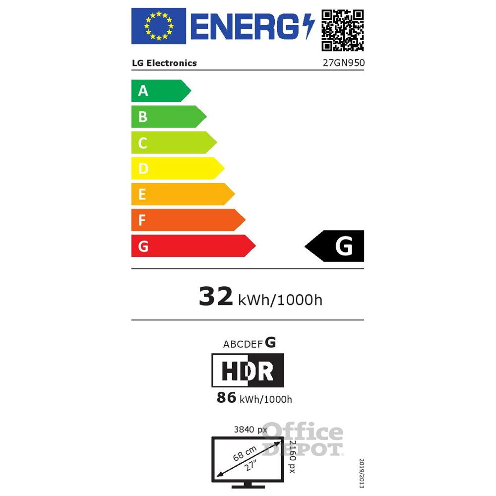 LG 27" 27GN950-B 4K IPS 144Hz HDMI/DP gamer monitor