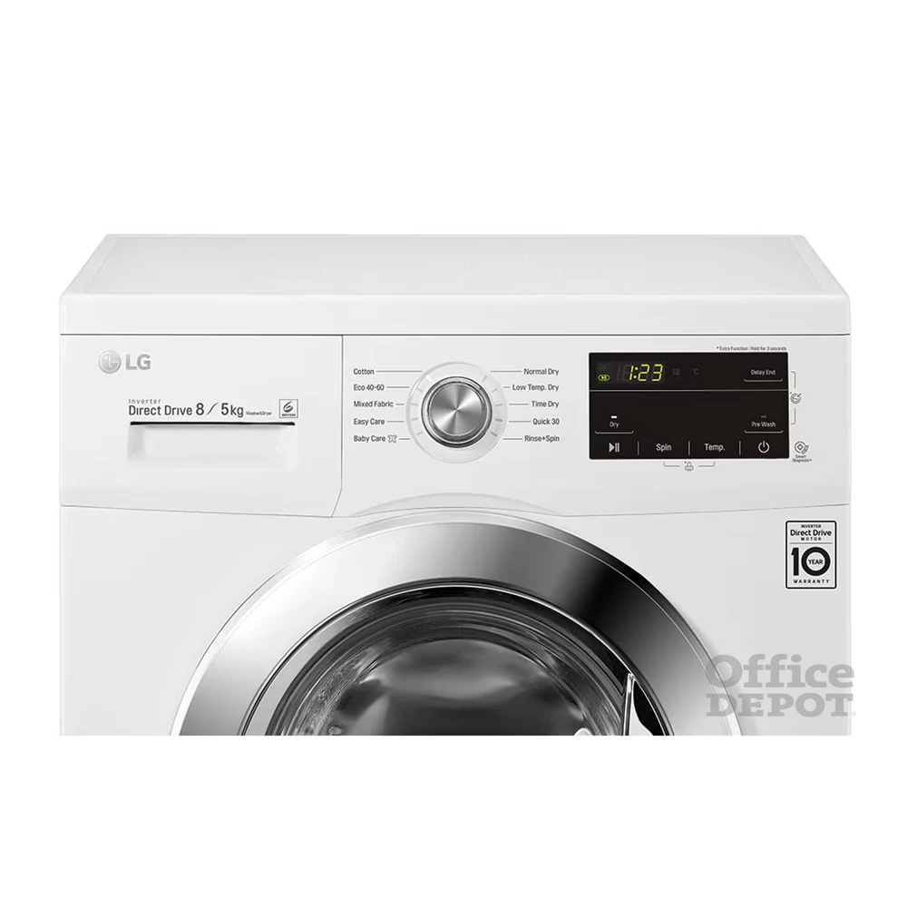 LG F4J3TM5WE fehér, elöltöltős, max.1400ford., 8 kg/5 kg, mosó-szárítógép
