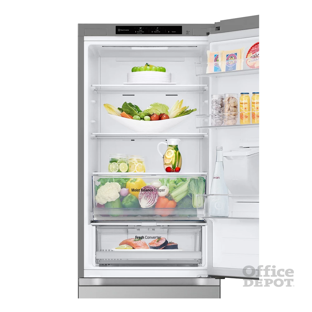 LG GBF3102DPY hamvasezüst, alulfagyasztós, Hűtő:233L, Fagyasztó:110L, DoorCooling + LINEAR Cooling hűtőszekrény