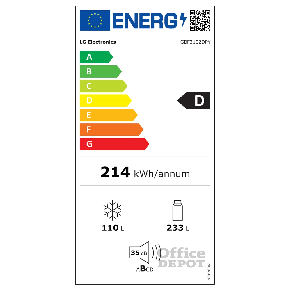 LG GBF3102DPY hamvasezüst, alulfagyasztós, Hűtő:233L, Fagyasztó:110L, DoorCooling + LINEAR Cooling hűtőszekrény