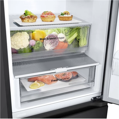LG GBV3100EEP fekete, alulfagyasztós, Hűtő:234L, Fagyasztó:110L, Total No frost hűtőszekrény
