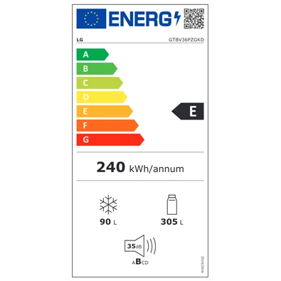 LG GTBV36PZGKD hamvasezüst, felülfagyasztós, Hűtő:240L, Fagyasztó:90L, DoorCooling hűtőszekrény