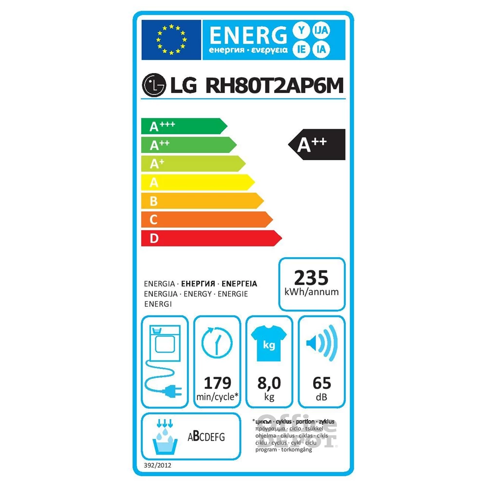 LG RH80T2AP6M fehér, 8 kg, hőszivattyús, szárítógép