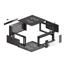 Lanberg WAFA-5604-10B 19" 12U SZÉL:570mm MÉLY:600mm MAG:277mm összeszerelt üvegajtós fekete fali rack szekrény