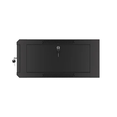 Lanberg WAFA-5604-10B 19" 12U SZÉL:570mm MÉLY:600mm MAG:277mm összeszerelt üvegajtós fekete fali rack szekrény
