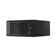 Lanberg WAFA-5604-10B 19" 12U SZÉL:570mm MÉLY:600mm MAG:277mm összeszerelt üvegajtós fekete fali rack szekrény