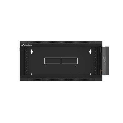 Lanberg WAFA-5604-10B 19" 12U SZÉL:570mm MÉLY:600mm MAG:277mm összeszerelt üvegajtós fekete fali rack szekrény