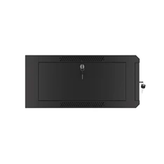 Lanberg WAFA-5604-10B 19" 12U SZÉL:570mm MÉLY:600mm MAG:277mm összeszerelt üvegajtós fekete fali rack szekrény