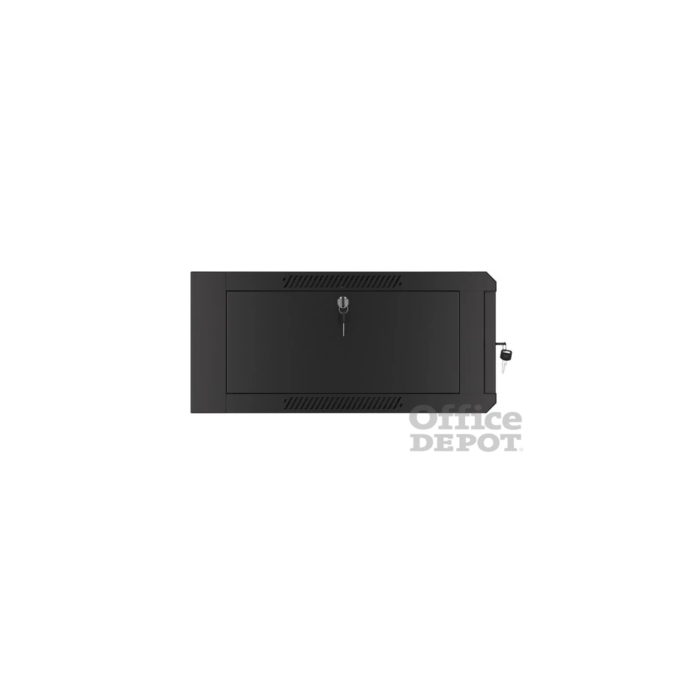 Lanberg WAFA-5604-10B 19" 12U SZÉL:570mm MÉLY:600mm MAG:277mm összeszerelt üvegajtós fekete fali rack szekrény