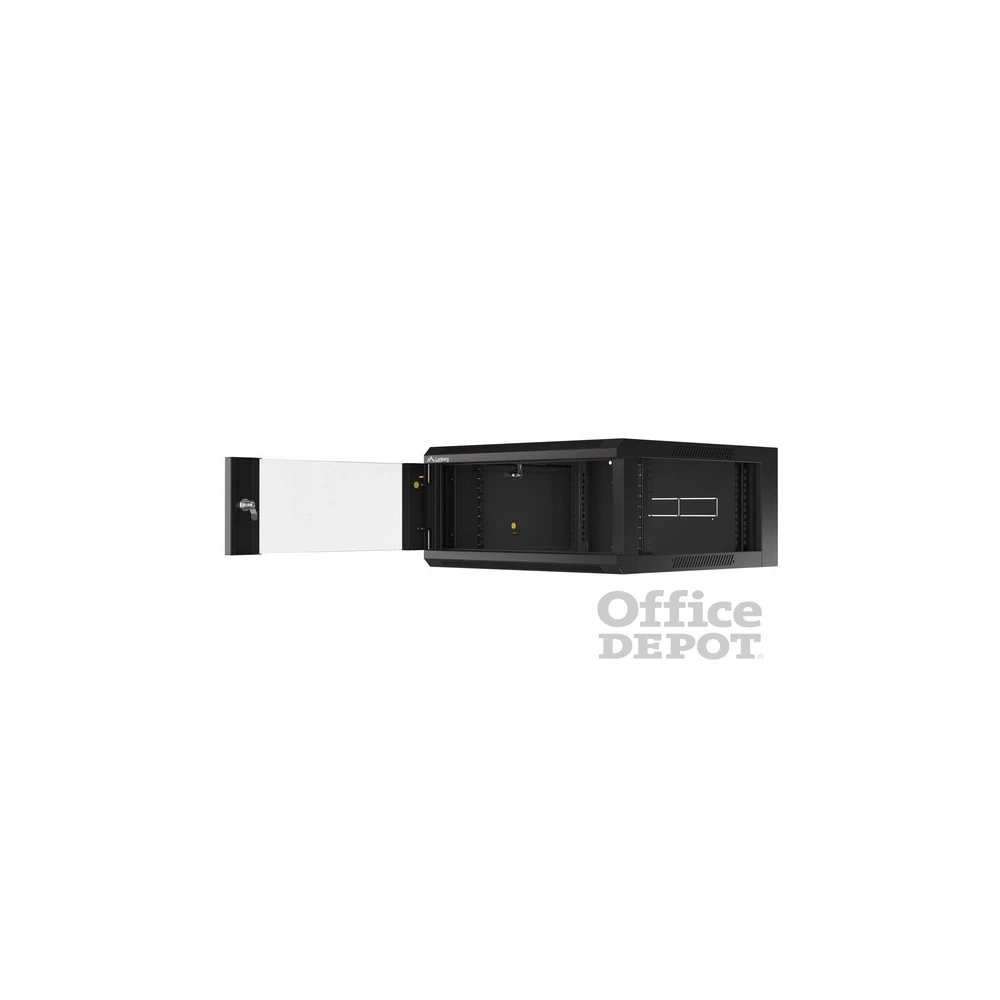Lanberg WAFA-5604-10B 19" 12U SZÉL:570mm MÉLY:600mm MAG:277mm összeszerelt üvegajtós fekete fali rack szekrény