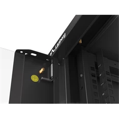 Lanberg WAFA-5604-10B 19" 12U SZÉL:570mm MÉLY:600mm MAG:277mm összeszerelt üvegajtós fekete fali rack szekrény
