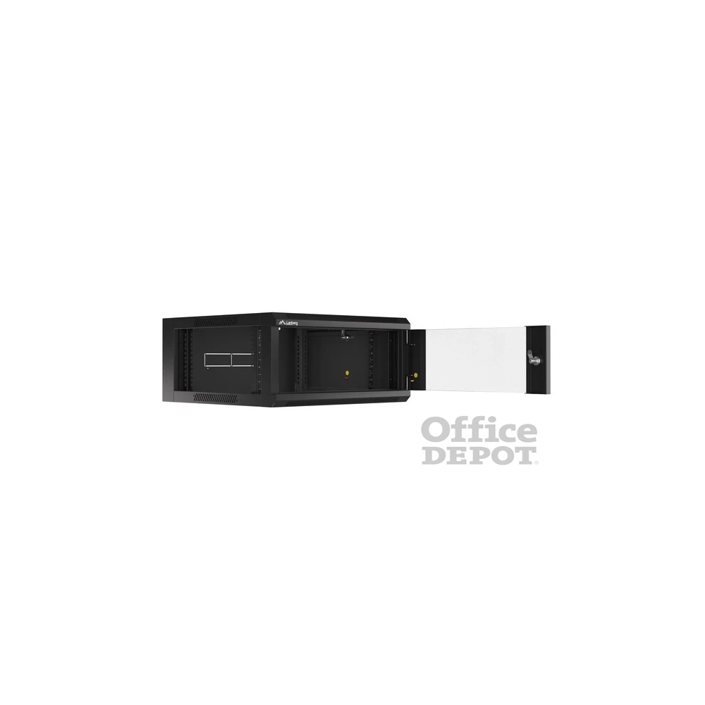 Lanberg WAFA-5604-10B 19" 12U SZÉL:570mm MÉLY:600mm MAG:277mm összeszerelt üvegajtós fekete fali rack szekrény