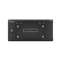 Lanberg WAFA-5604-10B 19" 12U SZÉL:570mm MÉLY:600mm MAG:277mm összeszerelt üvegajtós fekete fali rack szekrény