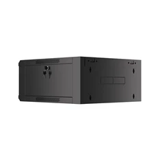 Lanberg WAFA-5604-10B 19" 12U SZÉL:570mm MÉLY:600mm MAG:277mm összeszerelt üvegajtós fekete fali rack szekrény