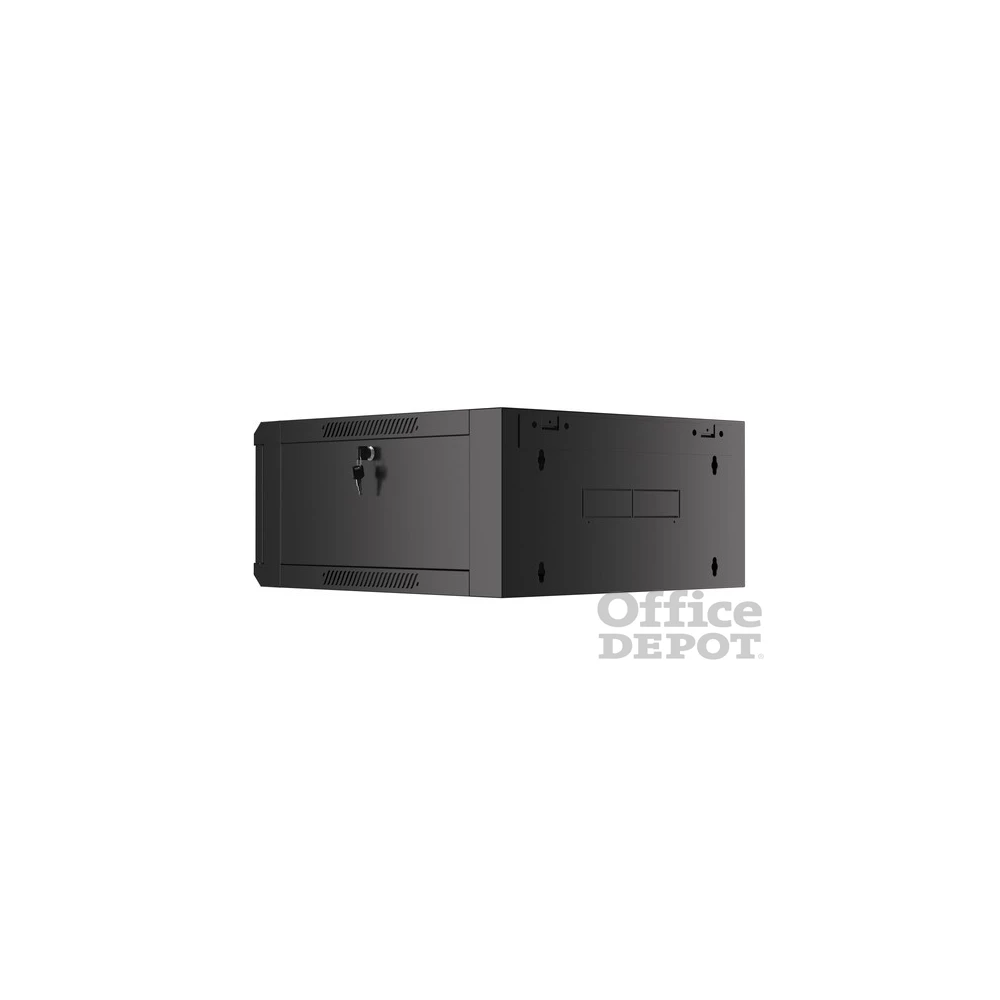 Lanberg WAFA-5604-10B 19" 12U SZÉL:570mm MÉLY:600mm MAG:277mm összeszerelt üvegajtós fekete fali rack szekrény