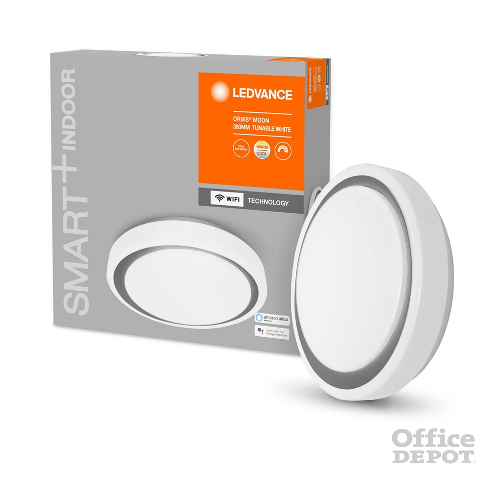 Ledvance Smart+ WiFi  menny. okos lámpa Ceiling Moon, ezüst gyűrűvel, áll. színhőm. 380mm okos, intelligens lámpatest