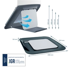 Leitz COSY Ergo 13"-17" bársony szürke laptop állvány Leitz COSY Ergo 13"-17" bársony szürke laptop állvány